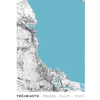 Obraz Plakát Trojměstí, Gdaňsk , Gdynia, Sopoty bez rámu 42 x 59,4 cm