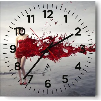 Hodiny Kuchyňské nástěnné hodiny 30x30 Žena Skleněné hodiny do obýváku Moderní Tiché