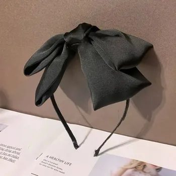 Čelenka Sametová čelenka s velkou mašlí | vlasová ozdoba - černý