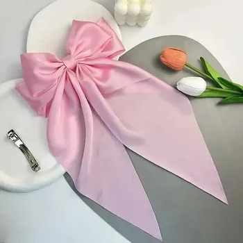 Mašle do vlasů velká satinová | dívčí doplňky - světle růžová