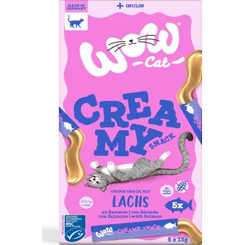 Pamlsek pro kočku 5x15g Wow Cat Creamy Snack - losos