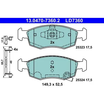 Auto-moto Sada brzdových destiček, kotoučová brzda ATE 13.0470-7360.2