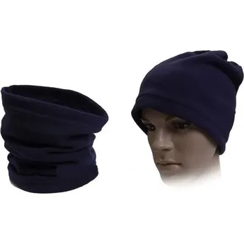 Čepice Podzimní čepice 2v1 - šátek a čepice, různé barvy - Tmavě modrá