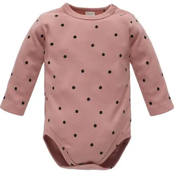 PINOKIO Body dlouhý rukáv Tres Bien puntíky STARORŮŽOVÁ - 80