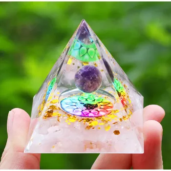 Orgonitová pyramida ametyst a růženín - Čakry