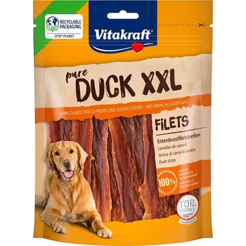 Pamlsek pro psa Vitakraft DUCK XXL proužky kachního masa 3 × 250 g