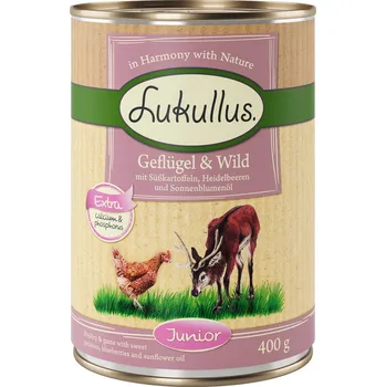 Krmivo pro psa 6 x 400 g Lukullus Junior drůbež & zvěřina (bez obilnin)