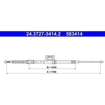 Lanko parkovací brzdy Tažné lanko, parkovací brzda ATE 24.3727-3414.2
