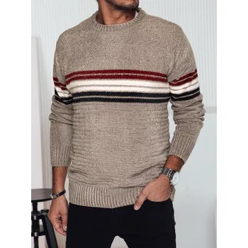 Pánské oblečení Pánský svetr s pruhy WX2280 Barva: Hnědá, Velikost: M
