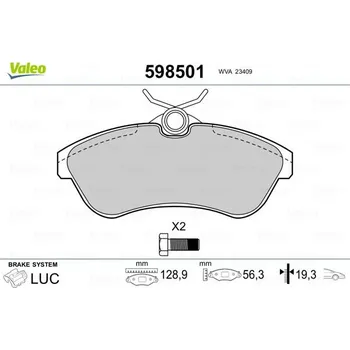 Brzdová destička Sada brzdových destiček, kotoučová brzda VALEO 598501