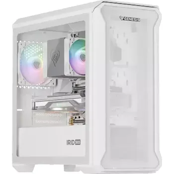 PC skříň Počítačová skříň Genesis IRID 503 ARGB LITE/Mini Tower/Transpar./Bílá