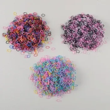 Barevné mini gumičky pro děti | gumičky do vlasů, dětské doplňky 1500 ks - černá růžová H pružina