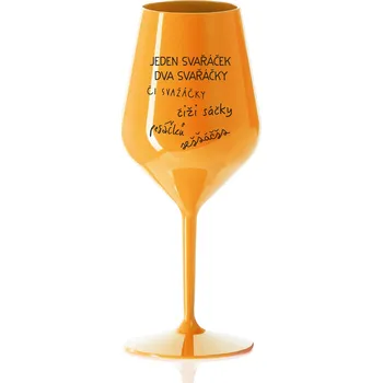 Sklenice SVAŘÁČEK - oranžová nerozbitná sklenice na víno 470 ml
