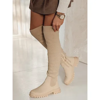 Dámské kozačky Dámské kozačky ELEFIVE ZY0579 Barva: Béžová, Velikost: 38