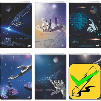 Sešit Elisa sešit Robots, A5, 80 g, 40 listů, linka, 6 motivů - 10 ks