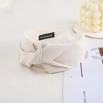 Dámské látkové čelenky široké | dámské stylové doplňky - Bílý