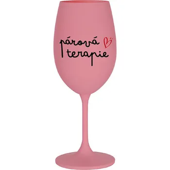 Sklenice PÁROVÁ TERAPIE - růžová sklenice na víno 350 ml