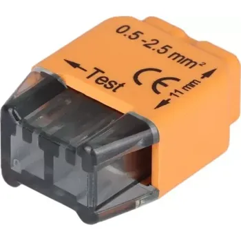 Tracon RVU2,5-2 Bezšroubová krabicová svorka, oranžová 2x0,5-2,5mm2, 450VAC, max. 16A (Tracon RVU2,5-2)