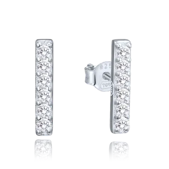 Souprava šperků MINET Elegantní stříbrné náušnice s bílými zirkony JMAN0629SE00