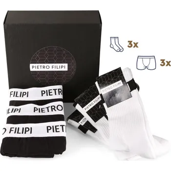 Boxerky Pánská dárková sada 3PACK boxerky a 3PACK bílé sportovní ponožky Pietro Filipi (6PAOV1) XXL Možnost vrácení zboží ZDARMA do 120 dnů!