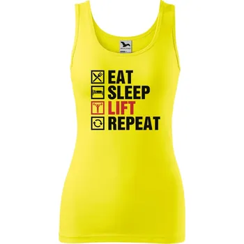 Dámské tričko DOBRÝ TRIKO Dámské tílko s potiskem Eat sleep lift Velikost: M, Barva: Citrónová