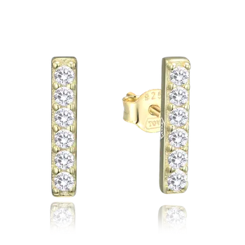 Souprava šperků MINET Elegantní pozlacené stříbrné náušnice s bílými zirkony JMAN0629GE00