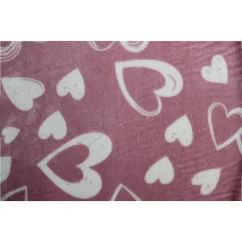 Galanterie Flanel fleece vzorovaný - Bílá srdce na starorůžové