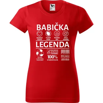 Dámské tričko DOBRÝ TRIKO Dámské tričko s potiskem Babička legenda Barva: Červená, Velikost: 3XL