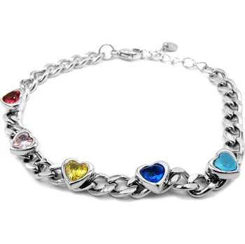 Náramek Steel Jewelry Náramek barevné srdce z chirurgické oceli NR220202 dárkové balení zdarma