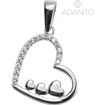 Přívěsek Zlatý přívěsek srdce se zirkony z bílého zlata