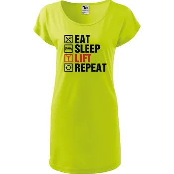 Dámské oblečení DOBRÝ TRIKO Dámské tričko/šaty Eat sleep lift Velikost: L, Barva: Limetková