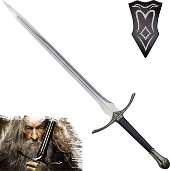 Replika zbraně Jolly Gandalfův ocelový meč "BIG GLAMDRING" s plaketou - Pán prstenů