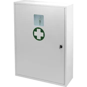 Lékárnička HAPPY END Lékárnička na zeď uzamykatelná kovová se schránkou na klíč POPÁLENINY maxi - ZM 1659B