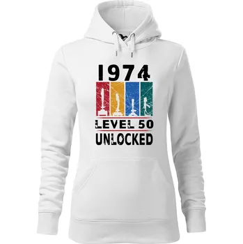 Dámská mikina DOBRÝ TRIKO Dámská mikina s potiskem Level 50 unlocked Velikost dámské mikiny: M, Barva: Bílá