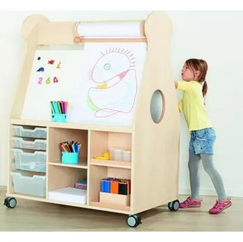 Kancelářská sestava AUREDNIK Sestava na malování na kolečkách dřevěná mobilní 104x142x69 cm 1 držák masiv lamino dekor buk