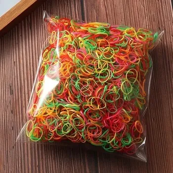 Barevné gumičky na vlasy dětské elastické | doplňky na vlasy 2000 ks - zelená oranžová smíšená