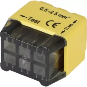 Tracon RVU2,5-6 Bezšroubová krabicová svorka, žlutá 6x0,5-2,5mm2, 450VAC, max. 16A (Tracon RVU2,5-6)