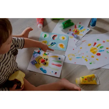 Vodová barva Djeco DJ08860 prstové barvy v tubě 6x 75 ml