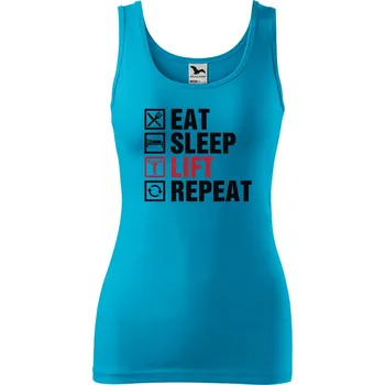 DOBRÝ TRIKO Dámské tílko s potiskem Eat sleep lift Velikost: 2XL, Barva: Tyrkysová