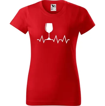 Dámské oblečení DOBRÝ TRIKO Dámské tričko s potiskem Tep srdce víno Barva: Červená, Velikost: 3XL
