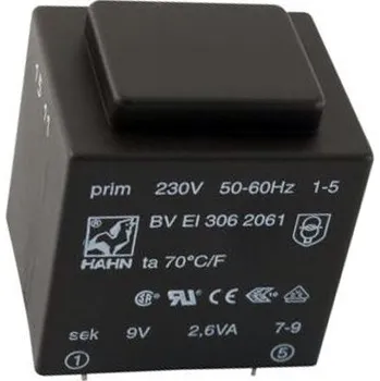 Transformátor Transformátor 2,6VA 1x9V EI30