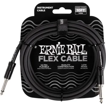 Audio kabel Ernie Ball Flex Instrument Cable Straight/Straight 10ft - Black + prodloužená záruka 3 roky