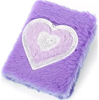 Zápisník Dívčí plyšový deník se srdcem - Fialové