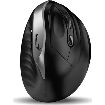 Myš Genius Ergo 8250S/Vertikální/Optická/Pro praváky/Bezdrátová USB/Černá-stříbrná, 31030031401