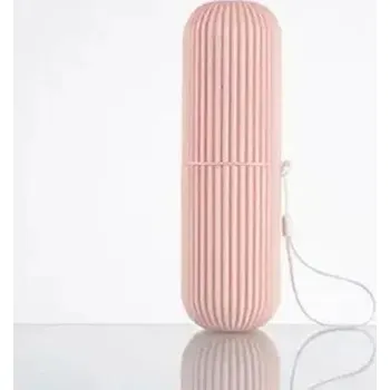 Držák na kartáček Cestovní kelímek na zubní kartáček a pastu | koupelnový organizér, cestovní pouzdro - růžový