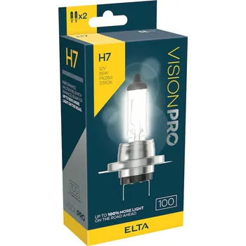 Autožárovka Elta 12V H7 55W Px26d VisionPro +100%, sada (2ks)