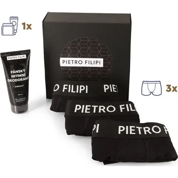 Boxerky Pánská dárková sada 3PACK boxerky a deodorant na intimní partie Pietro Filipi (4PAD1) XXL Možnost vrácení zboží ZDARMA do 120 dnů!