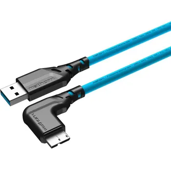 Kabel do PC Mathorn kabel USB-A na USB Micro B (zahnutý konektor) 2 m Arctic Blue
