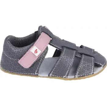 Dívčí sandály Ef barefoot sandálky - šedé s růžovou 24