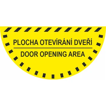 Podlahové značení - PLOCHA OTEVÍRÁNÍ DVEŘÍ/DOOR SWING AREA půlkruh podlahové samolepky půlkruh 800x400mm